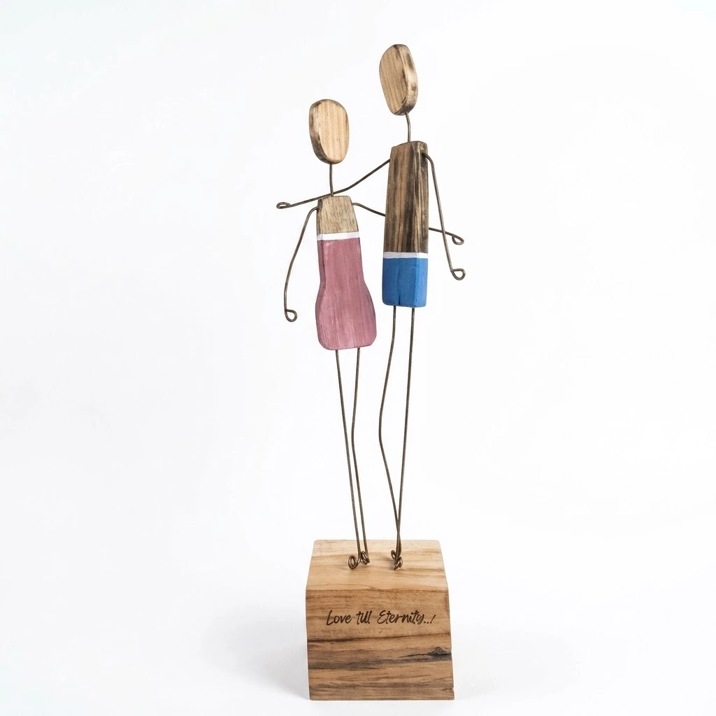 Handcrafted Wood & Wire Figurine – Rustic Home Decor Art Piece