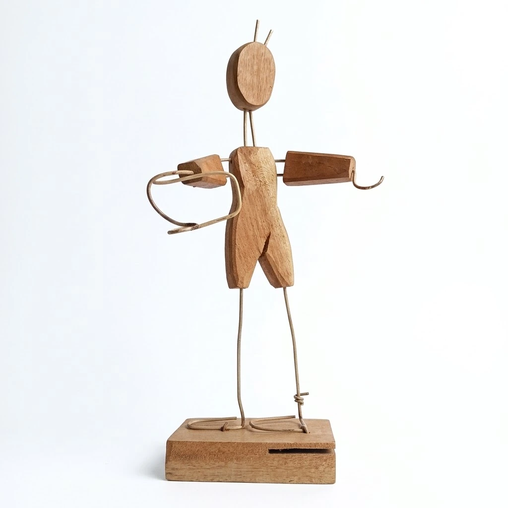 Handcrafted Wood & Wire Figurine – Rustic Home Decor Art Piece